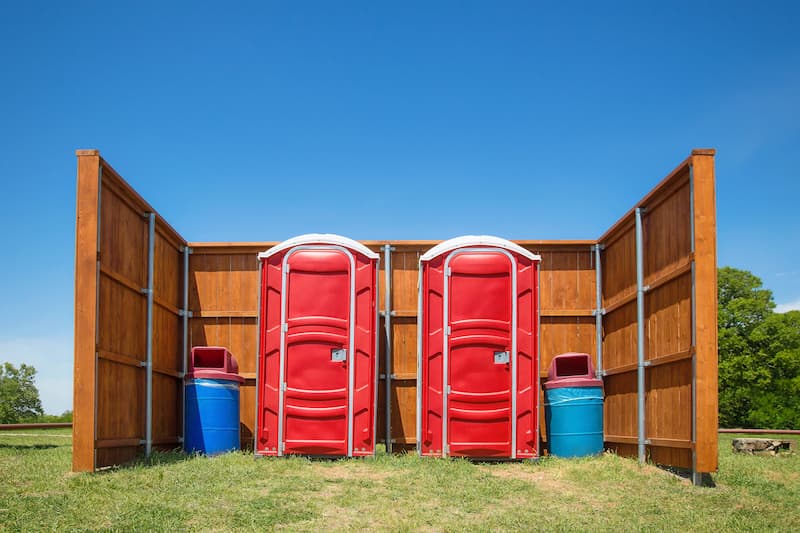 Short-term porta potty units staged for delivery in London, Kentucky